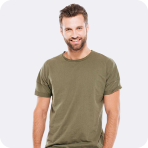 Olive Solid Color Cotton Round Neck T-shirt for Men